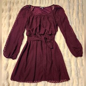Speechless Maroon Long Sleeve Juniors Dress, Size X-small